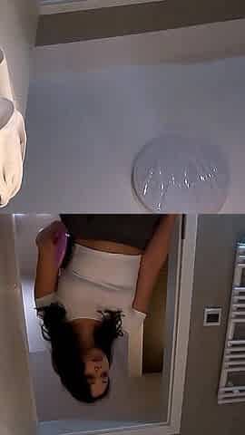 Long Legs Cute Beauty College Girl in a School Uniform Mini Skirt Flashes Pussy and Ass in Black Stockings