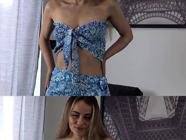 Mature Solo Tease: Ruby Shades Strips and Plays in a Sultry