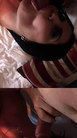 Busty curly brunette with big boobs fucks on couch