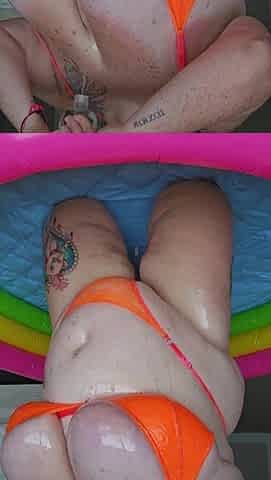 Daytona Oil Pool (4K) - Brunette mature with oiled up monster tits