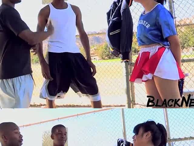 Interracial FMM Trio With A Cheerleader
