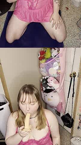 Charming in pink whilst mouth training
