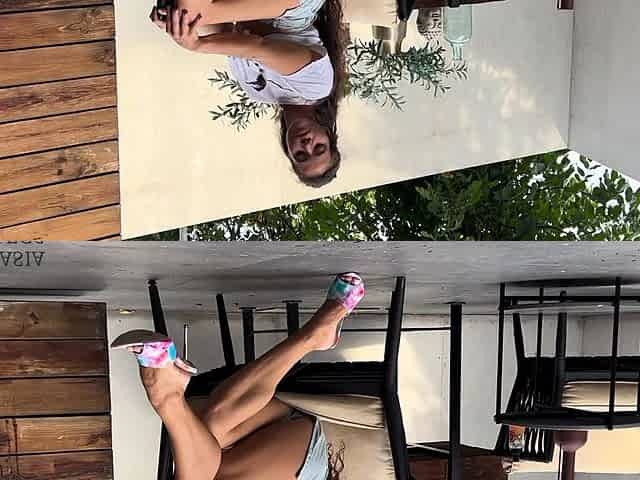 Cute teen girl enjoys foot fetish