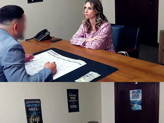 MILF Anya Calls Home While Riding Head Teachers Cock