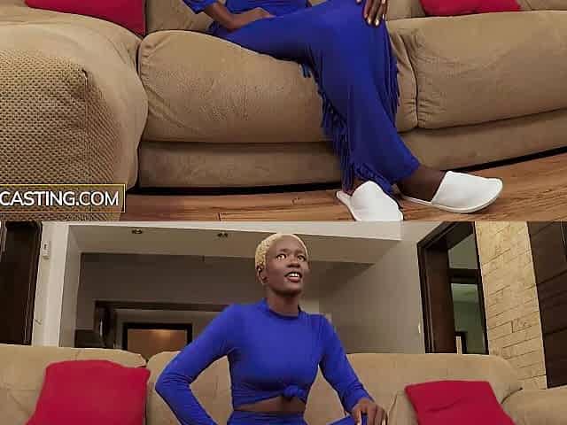Constricted Darksome Skin Black Model Twat Railed In Fake Homemade Casting