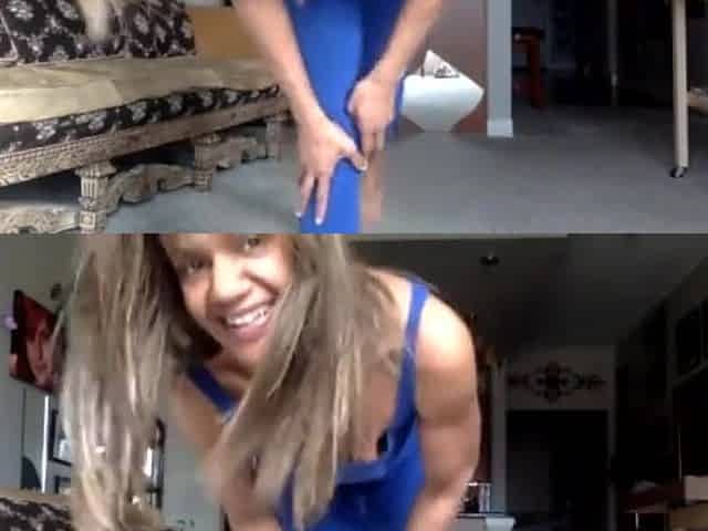 Live Episode - Ginger MoistHer Tease U in Blue - Lay Down Comedy! Teats, smiles, yoga in yo face