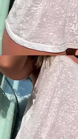 Horny busty blonde babe with big boobs
