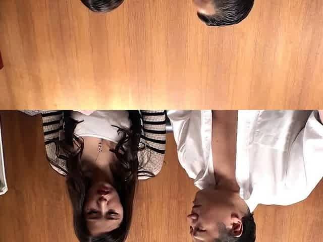 Old and young Russian couple enjoy group sex