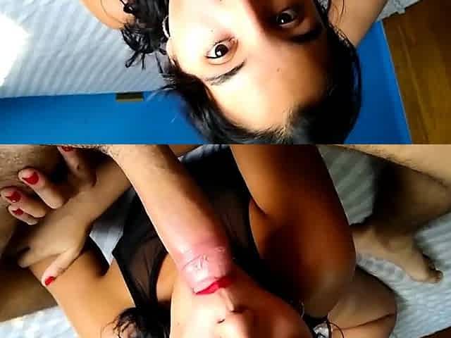 Hot Latina Teen Gives Intense Blowjob and Handjob