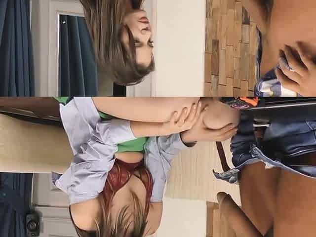 Bald guy with a huge cock got an amazing blowjob from a petite, Russian chick, Lizi Vogue