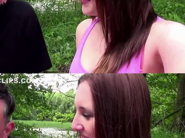 Dieter Von Stein, Alina Lamour And Violette Price - Horny Brunette Gets Her Pussy Smashed Outdoor