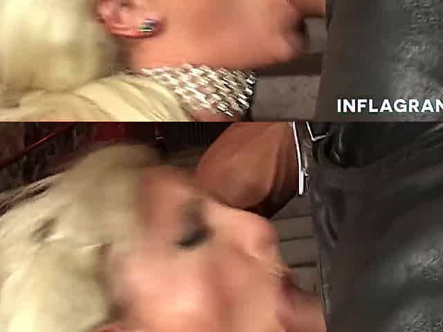 Pierced and tattooed golden-haired riding a hard penis