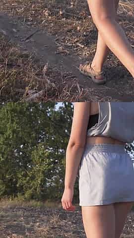 Walking Outdoors and Flashing Ass Under Skirt