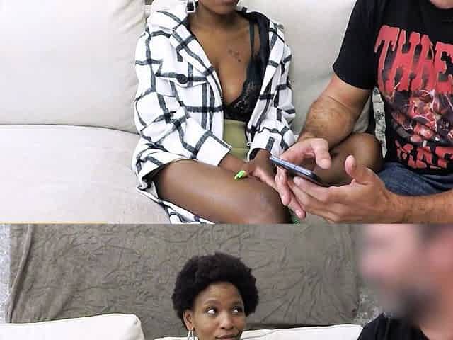 Ebony amateur freak pussy squirts during the video casting
