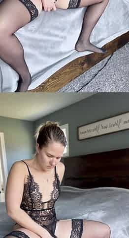 Sexy amateur in lingerie has hot and nasty solo action