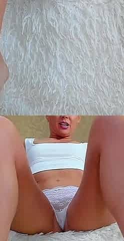 Peeing Close up After Removing White Panties Pussy Cleaning Command