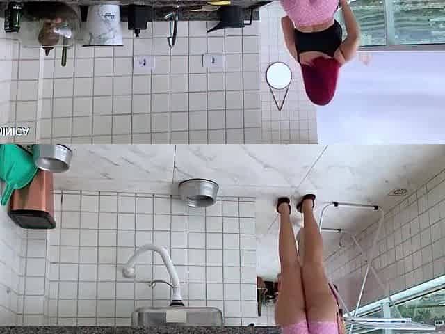 I hired this maid, and it's so bewitching to watch her in these shorts; I can't control myself.