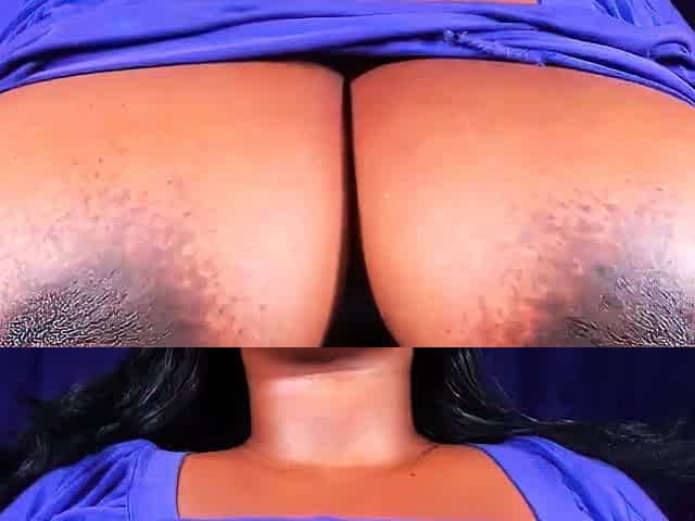 Black BBW with Big Tits and Hard Nipples on Webcam
