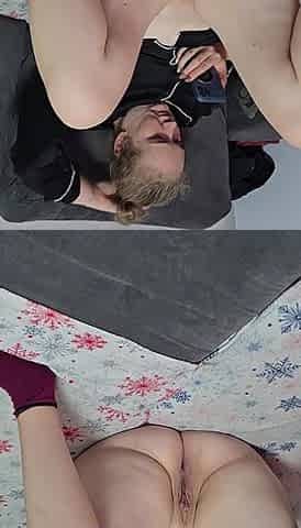 I Love Watching My Half-naked Blonde BBW Wife on Her Phone, Touching Her Pussy. and You?