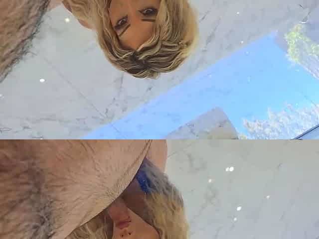 Blonde Bombshell Titfucks Rides in Marble Bath
