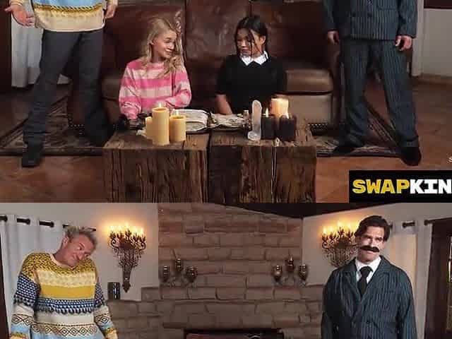Step sisters Cast A Spell For Jock And Unintentionally Summon Their Stepdads To Screw 'em