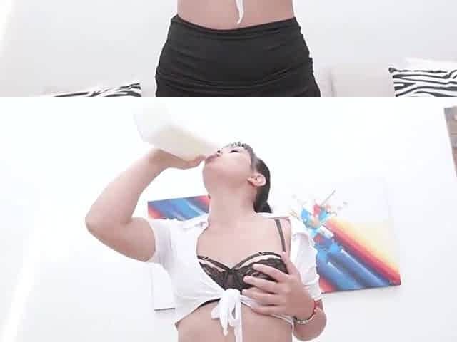 Curvy lalin girl whore goes wild with 2 dudes