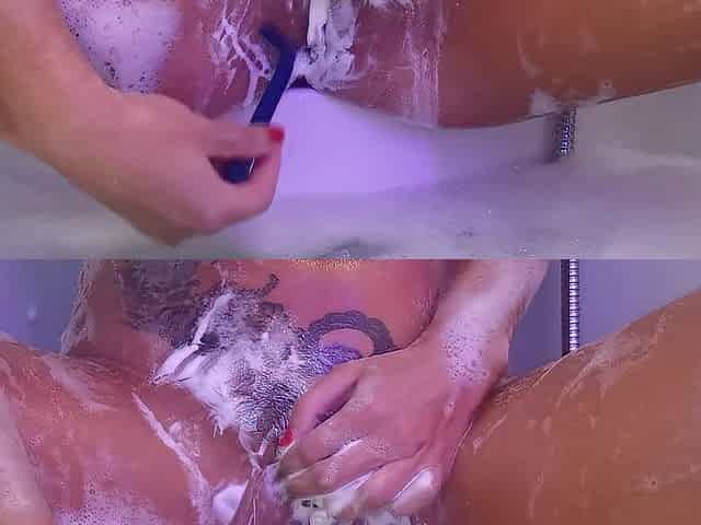 shaving cunts in the shower
