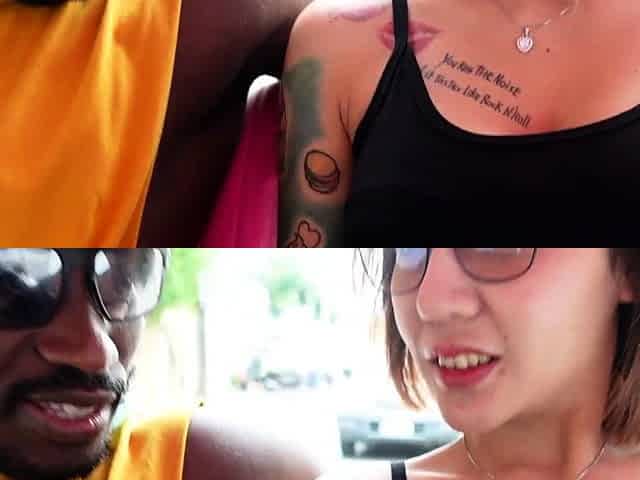 Busty Thai MILF picked up for a dirty interracial threesome