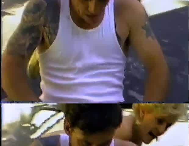 See aged woman grab his balls and suck his wang