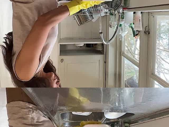 I was doing the dishes but my excited spouse didn't let me finish and screwed me from behind in the kitchen
