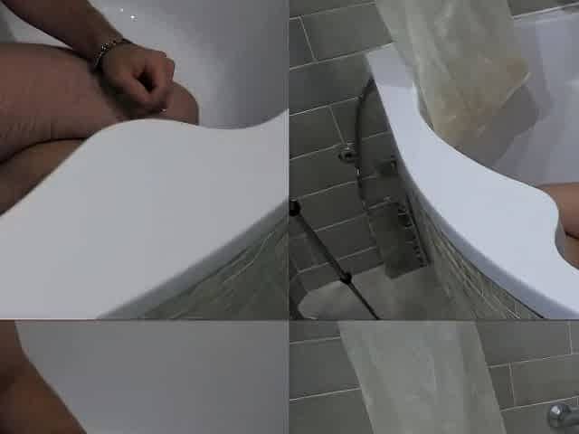 Bearded German dad pissing and wanking in the bathroom (multicam, 1080p, 60fps)