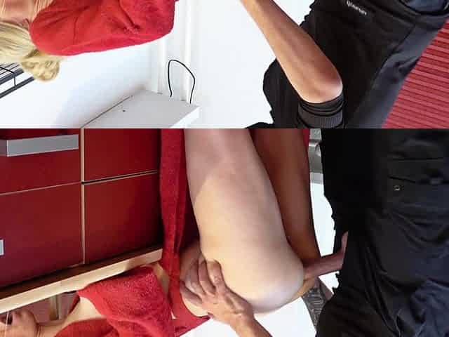 While Brushing My Teeth He Surprises Me with a Strapon Dildo, Fucks Me Anally and Fills My Ass with Lots of White Lube