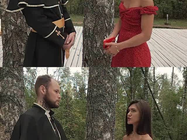 Screwing wedding.Part three.Lascivious floozy screws a priest in advance of her ally's wedding