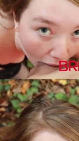 Real 18 year old outdoor sloppy BJ and swallow