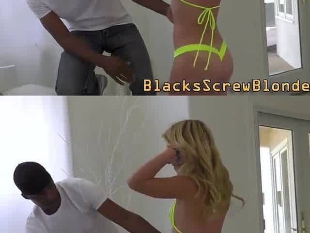 Interracial Group Fucked Blonde Gets Cum