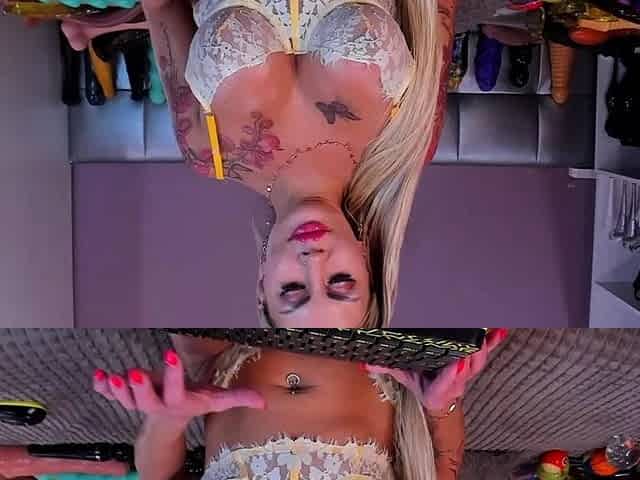 Sexy milf Angel Blond stuffing her tight ass with huge toys