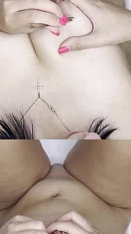 Pulling Hair with Tweezers on Natural Big Tits!