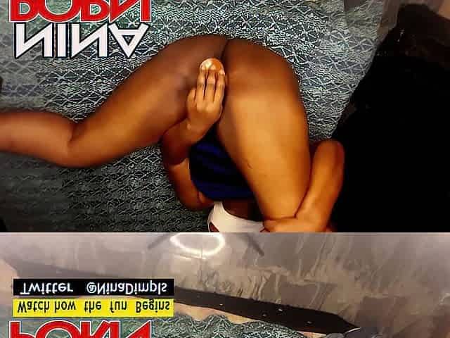 Chunky Black model playing with her cunt with her dido
