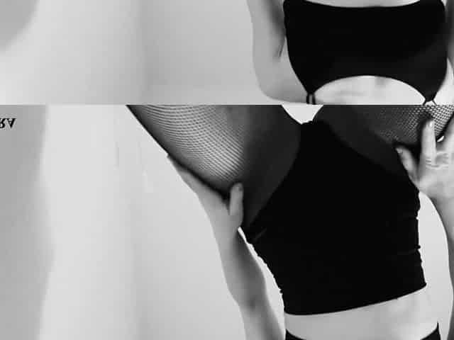 Fishnet Tights Booty and Feet Tease in Ebony and White