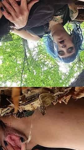Pumped Pussy Pisses in Forest, Someone Is Here with Me