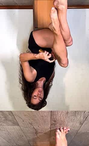 Hot brunette foot fetish play