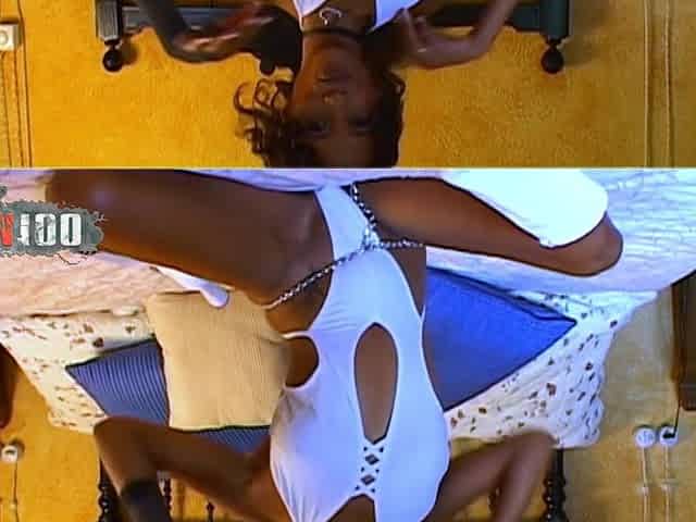 Beautiful ebony babe Priska Farel masturbating with her dildo - MMM100