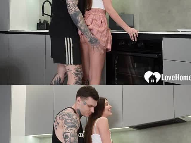Caught Step-Sis Cooking in Short Dress, Took Her Cunt from Behind