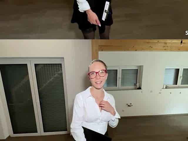 Nerdy German Real Estate Agent Girl Give Extra Service to Client