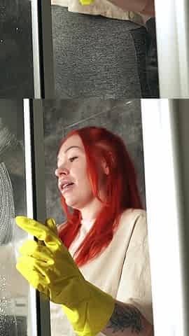 Maid Strips Naked Cleaning Shower - Boss Joins for Wet Rough Fuck!