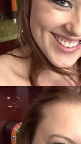 Tattooed teen Cammie Fox sucks and fucks for hot cum