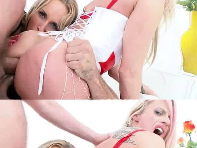 Busty Blonde Brittany Bardot's Wild Foursome Anal Gaping