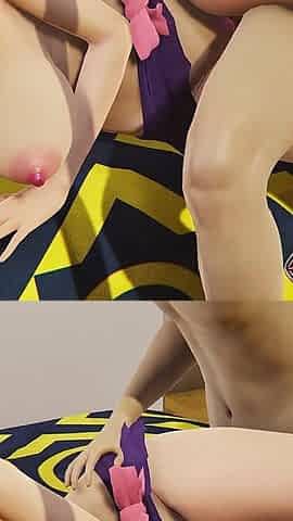 Sex 3D Animation Big Tits Girl with Pink Hair on Her Pussy - Massive Cumshot All Over Her Body