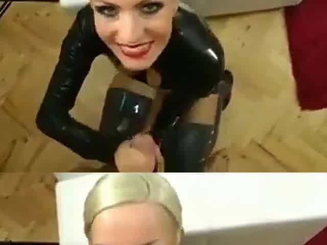 German blonde in latex costume gets a good fuck