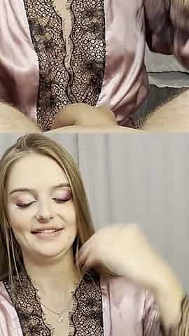 Gives a Blowjob and Footjob to Her Boyfriend